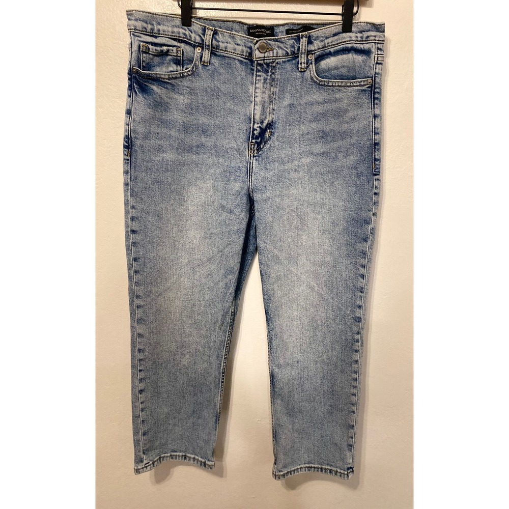 Banana Republic Premium Denim High Rise Straight Light Wash Jeans 32 Short - Picture 3 of 11